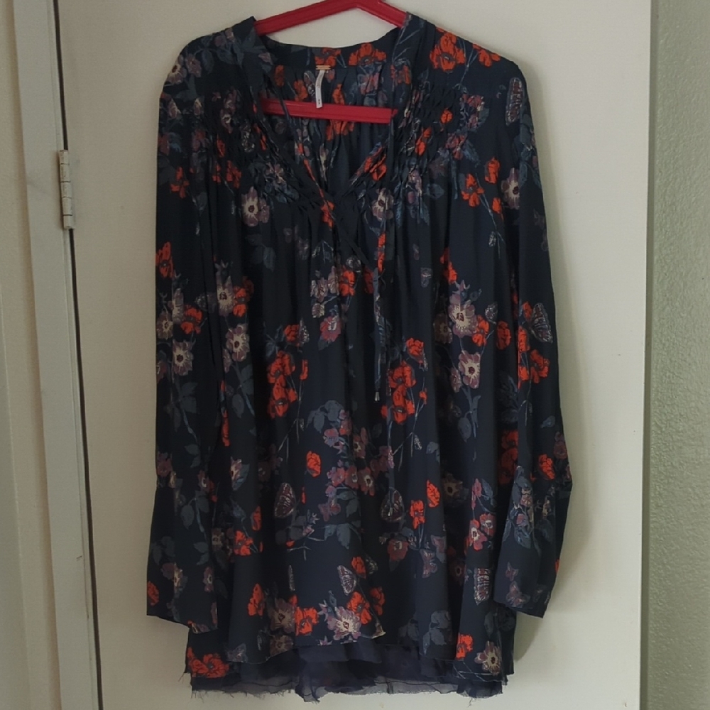 Free People Gray Floral Detailed Gorgeous Mini Dress M Medium